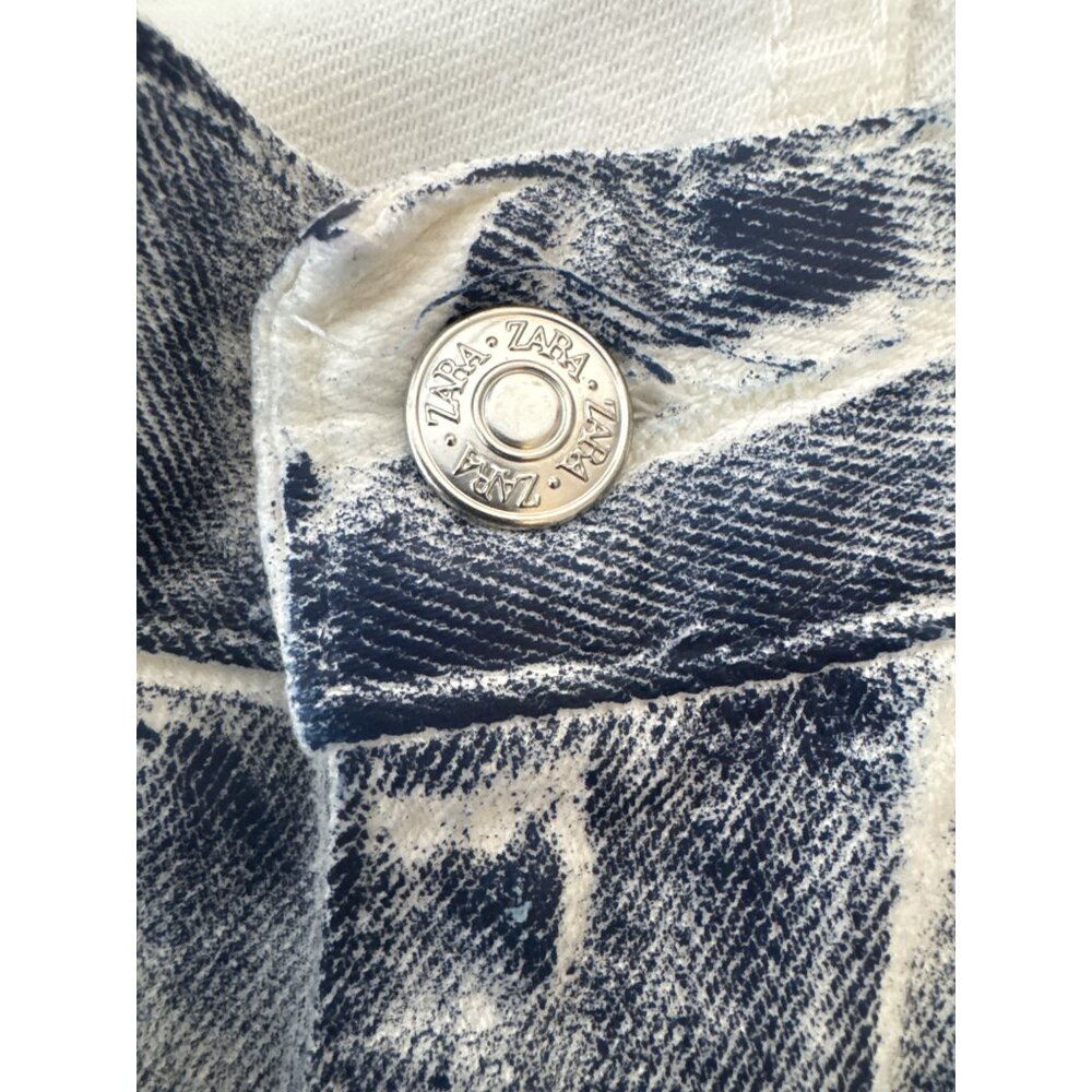 ZARA Size 2 High-Waisted Wide-Leg Jeans Blue Denim White Contrast - Picture 6 of 16